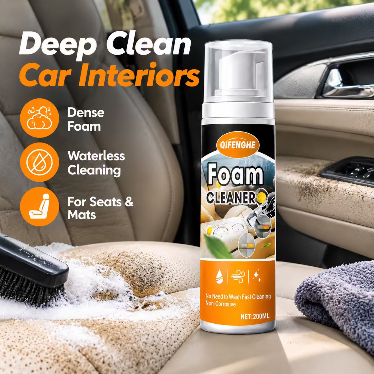 Car Interior Foam Cleaner 200m - Leather Cleaner Interior ulasan dan harga
